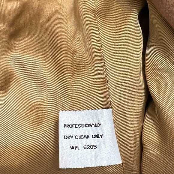 Bill Blass Women's Pea Coat Tan Wool with Cashmere Blend Double Beaded Size M - Picture 6 of 14